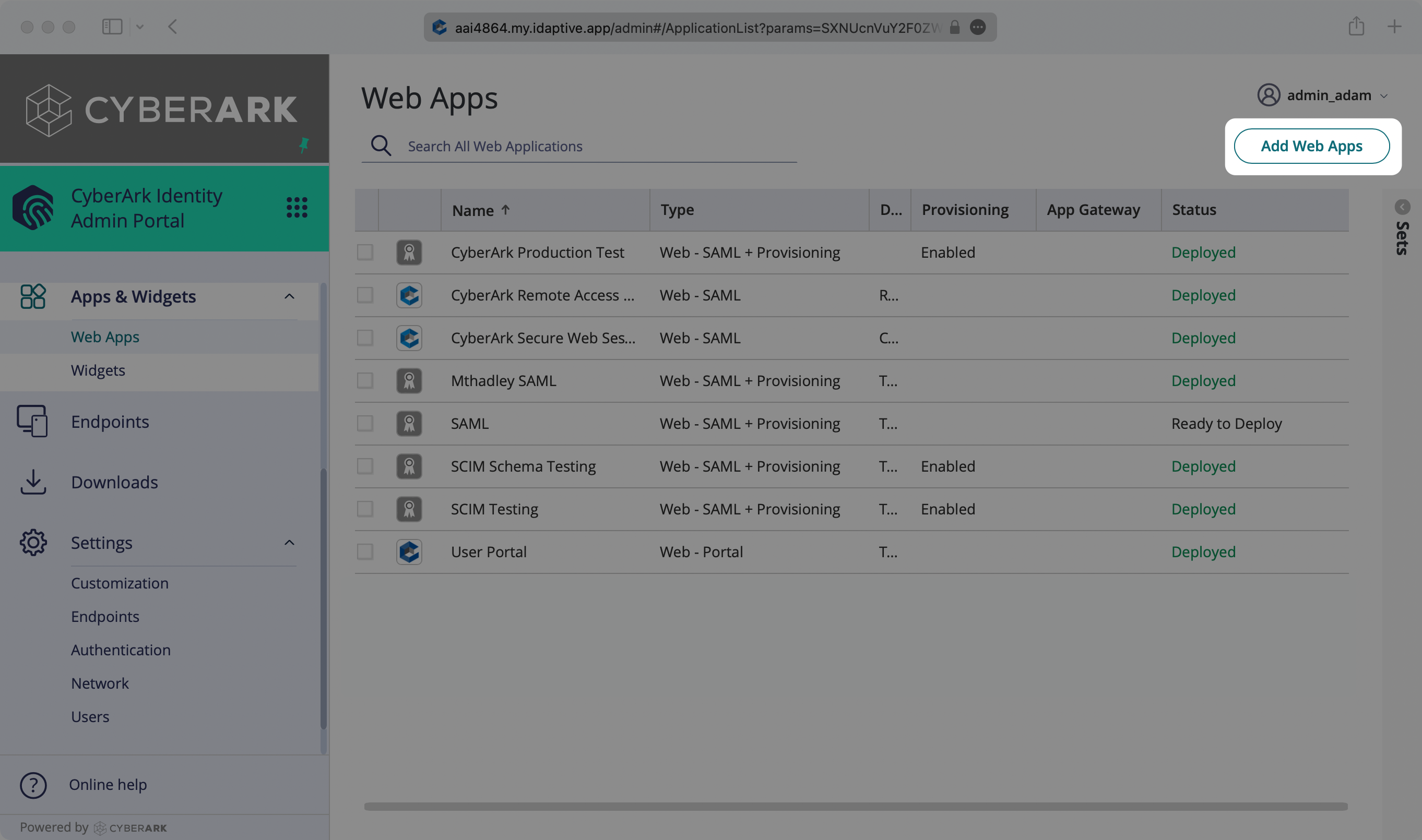 CyberArk Web Apps